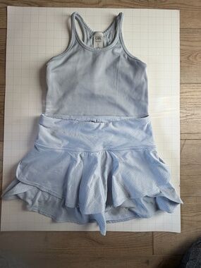 Athleta Girl Serve Skort & Ribbed Tank Set Powder Blue Sz XL 14 Matching Bundle